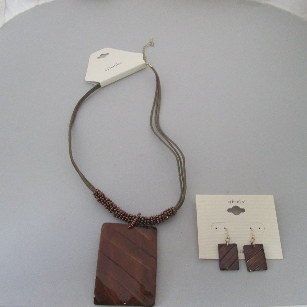 NWT Brown Necklace and matching earrings from CJ Banks